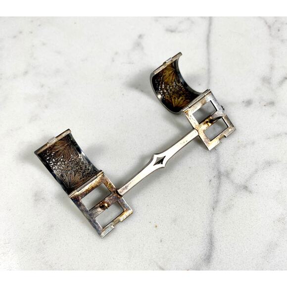 Antique Sterling Flower Brooch Holder - Picture 6 of 7